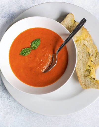 Roasted tomato soup with babari bread